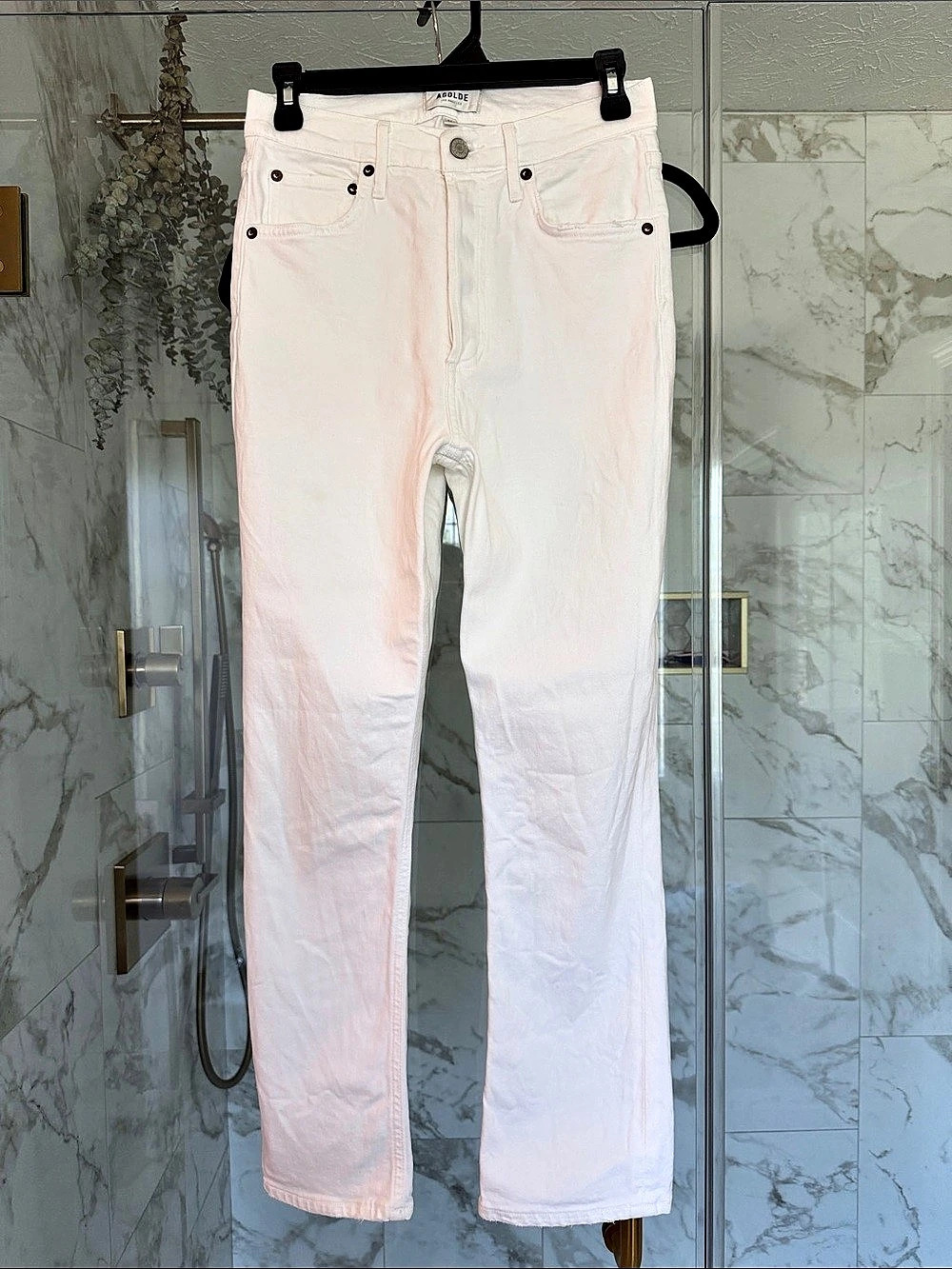 AGOLDE Riley High Rise Straight Leg Jeans in White Waist 26 Like New